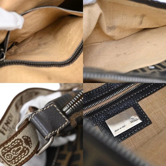 Fendi Selleria Zucca Pattern Shoulder Hand Bag Canvas Leather Brown 88FC126 - Picture 6 of 13